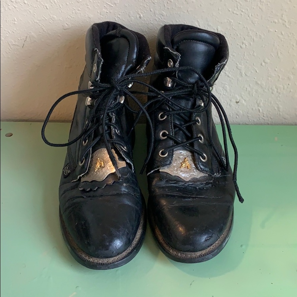 Vintage Justin roper black 8.5 lace up boots